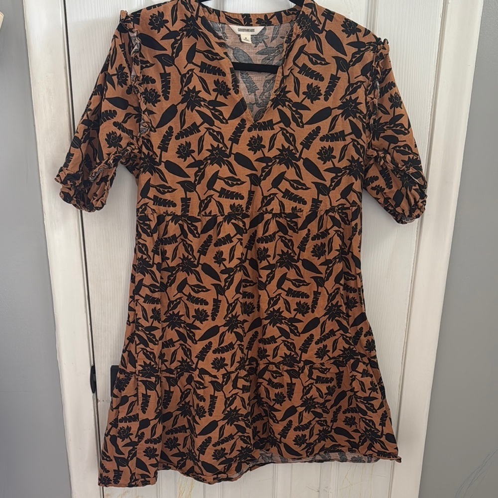 Good Thread Brown and Gold A-line Mini Dress - Picture 1 of 6